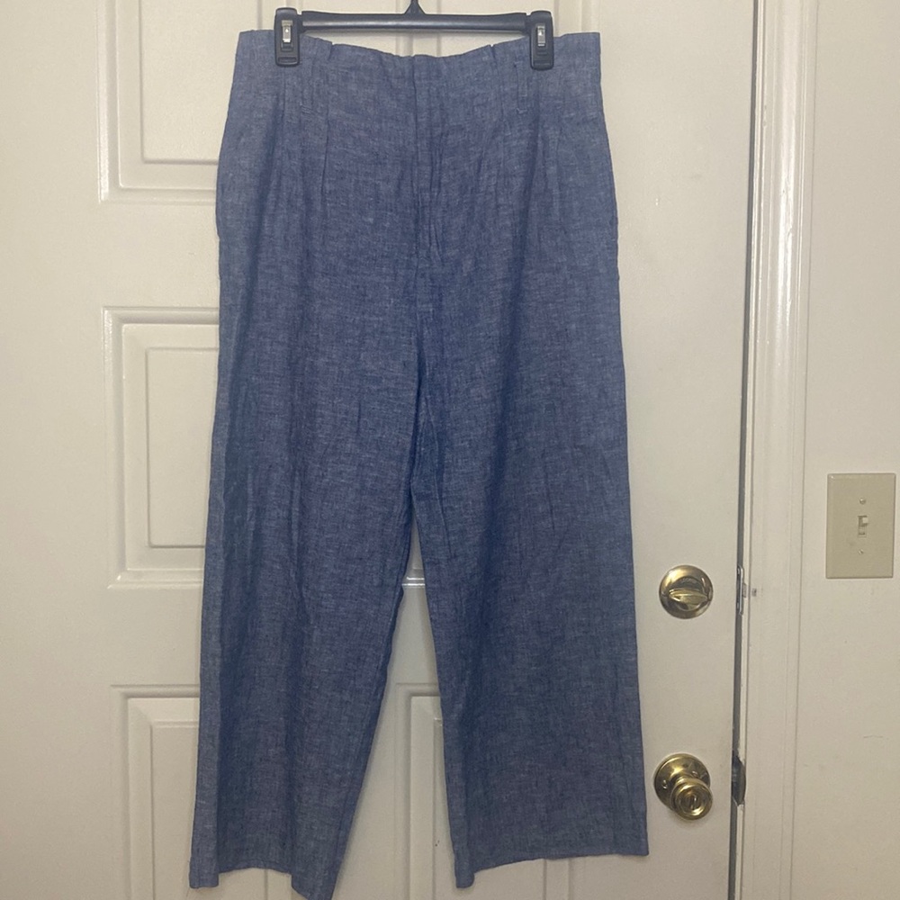 H&M Paperbag Waist Chambray Palazzo Crop